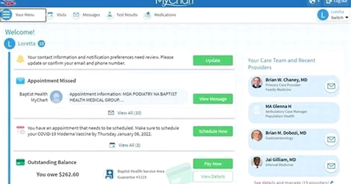 baptist health mychart